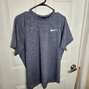 Nike Swim Men's Heathered Blue Dri-FIT Short-Sleeve Swim Tee/Rash Guard SZ LG